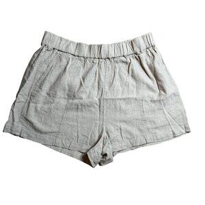 Madewell Womens Pull On Linen-Blend Elastic Waist Shorts Pockets Beige Large NWT